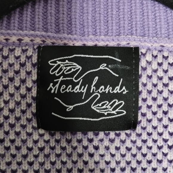 Steady Hands Sagittarius Cardigan Purple Pink White Women's Size Small / Medium - Picture 8 of 10